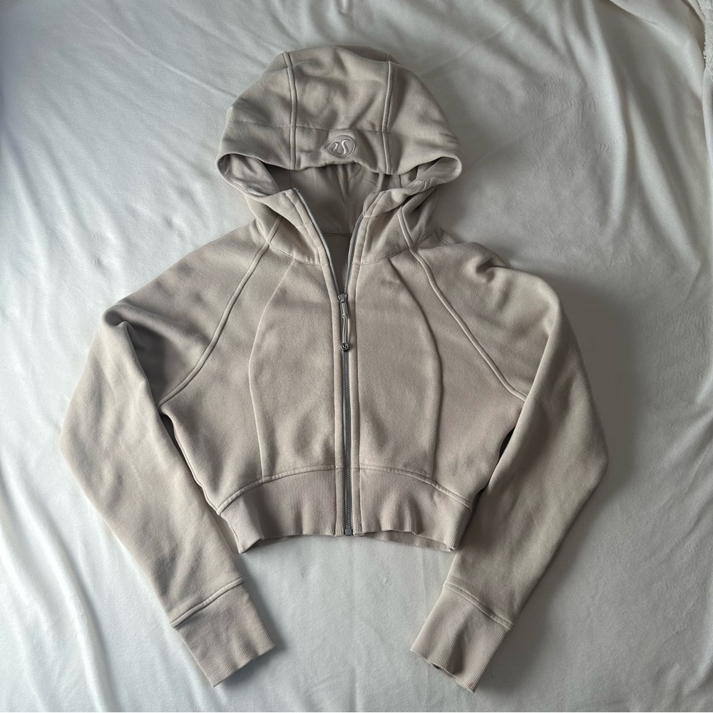 Lululemon Cropped Full Zip Scuba in Mojave Tan